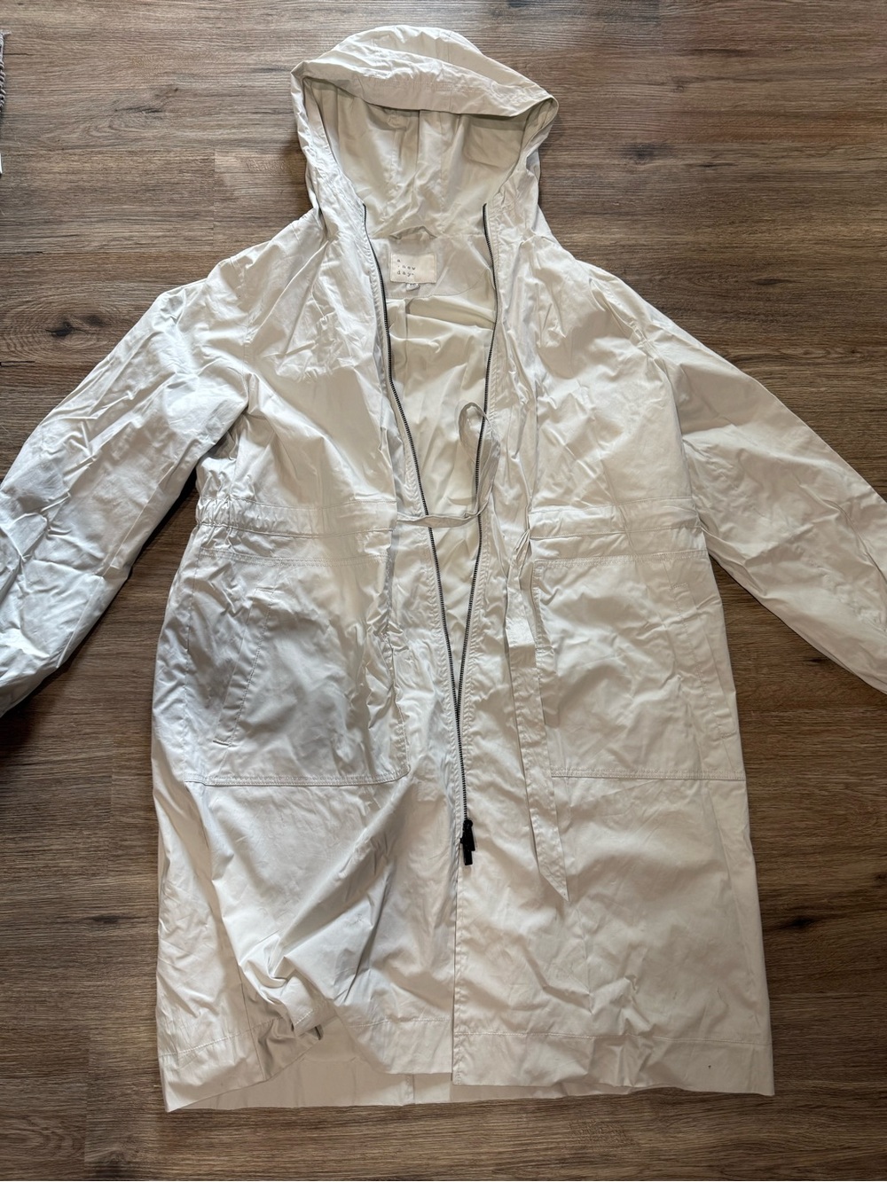 a new day White Hooded Trench Coat